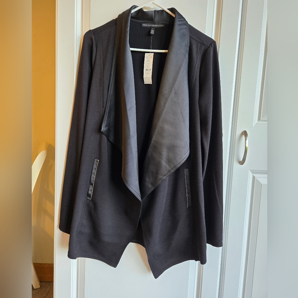 Size small whitehouseblackmarket waterfall cover-up. Black.